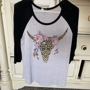 Cheetah Bull Skull Top